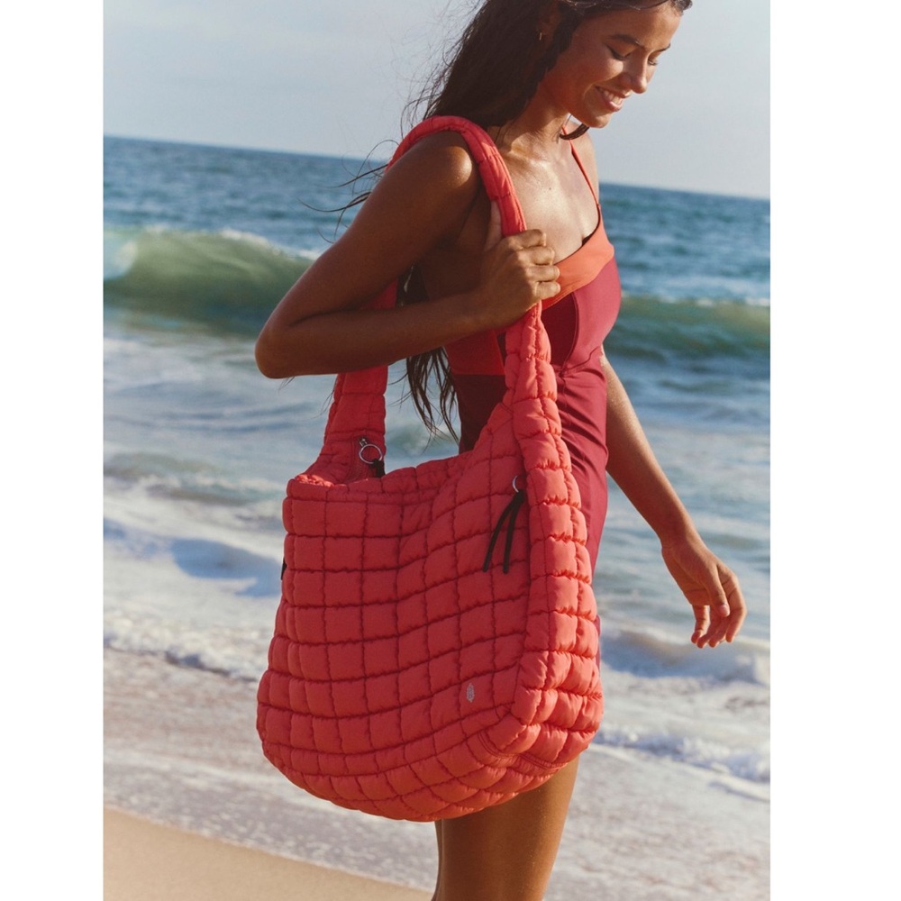 Coral Quilted Carryall Free People FP Movement Quilted Coral Handbag
